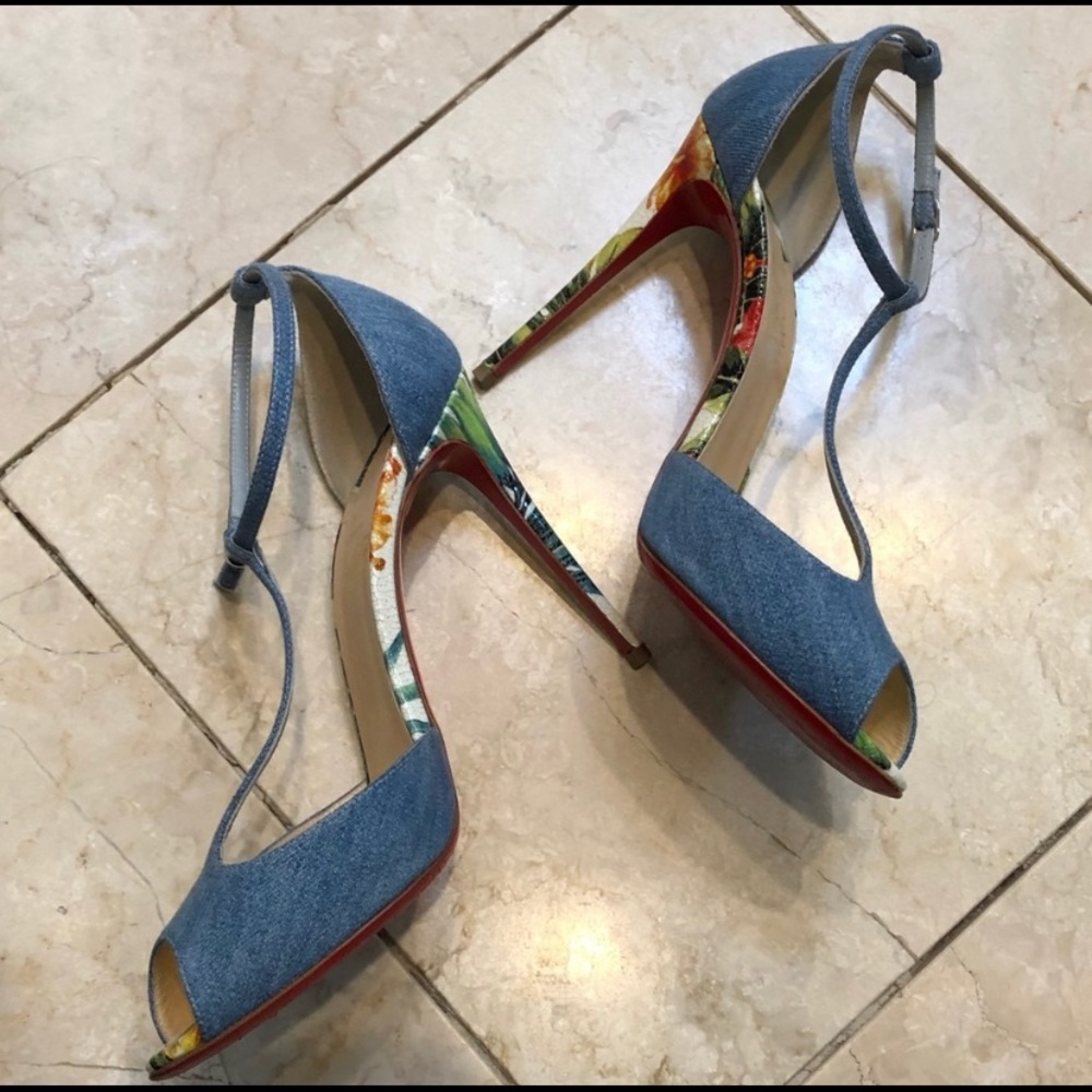 Christian Louboutin denim heels